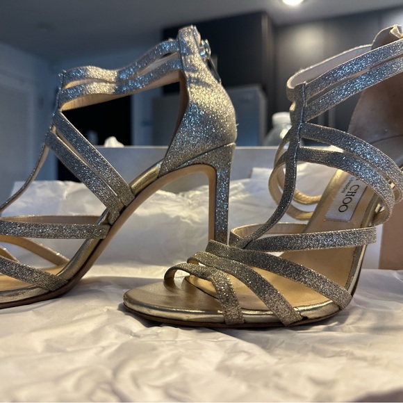 Jimmy Choo Selina Glitter Strappy Sandal Pumps - Picture 8 of 8